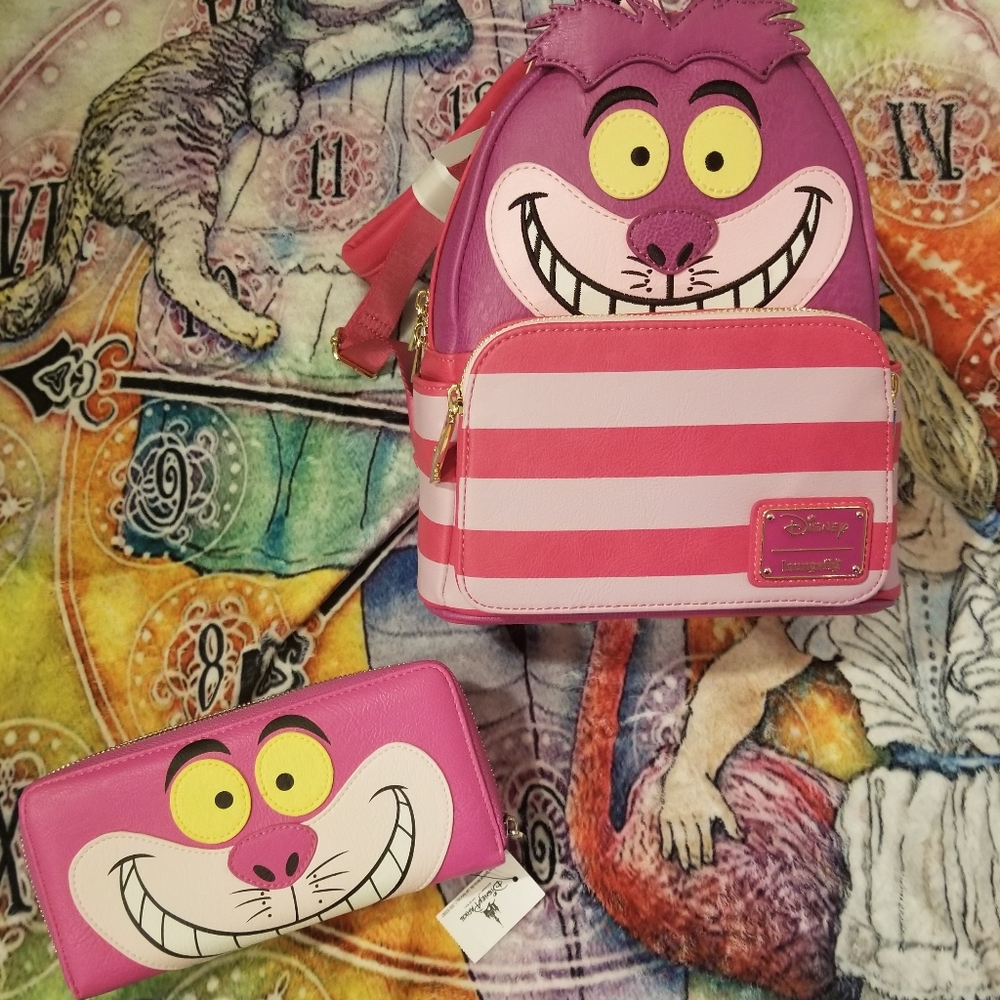 Loungefly chesire cat backpack and wallet
